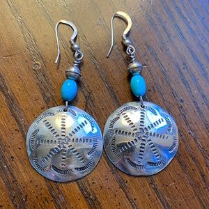 Algonquin Silver and Turquoise Dangle Earrings